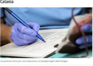 ministero della salute sangue infetto